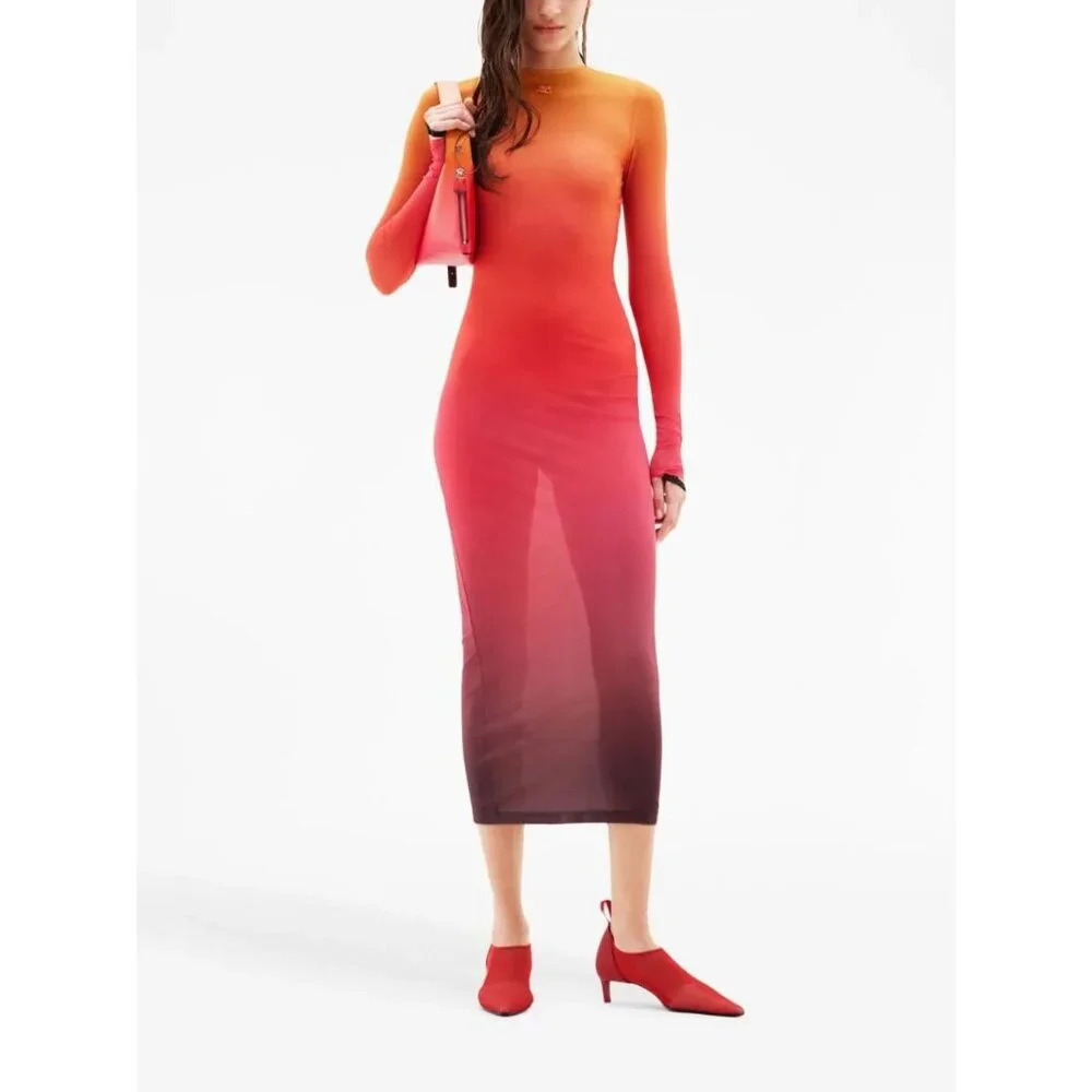 Courreges 2nd Skin Dress In Gradient Sunset in Orange XSmall New Womens Bodycon - Picture 13 of 16